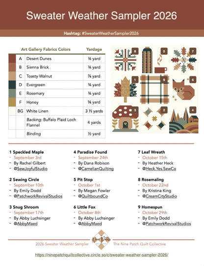 Sweater Weather 2026 QAL Quilt Kit Nightime Version