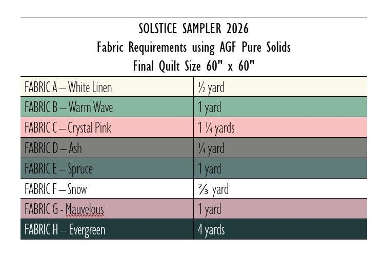 Solstice Sampler 2026 Quilt Kit